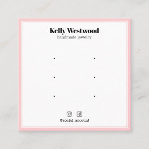 BLUSH PINK BORDER EARRING DISPLAY LOGO SOCIAL ICON QUADRATISCHE VISITENKARTE