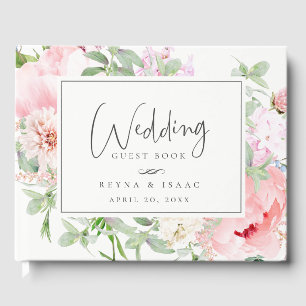 Blush Pink Botanical Floral Wedding Gästebuch