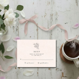 Blush Pink Botanical Monogram Wedding RSVP Card Karte