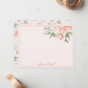 Blush Pink Botanisch Romantische Personalisiert Mitteilungskarte