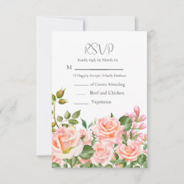 Blush Pink Botanischer QR Code Hochzeit RSVP Karte