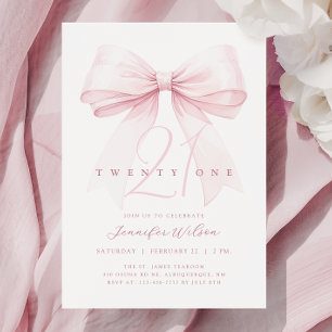 Blush Pink Bow 21 Geburtstag Einladung