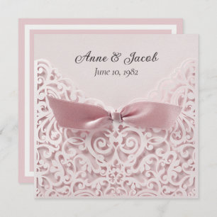 Blush Pink Bow an der Spitze Vow Erneuerung Einladung
