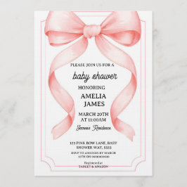 Blush Pink Bow Baby Girl Baby Shower Invitation  Einladung