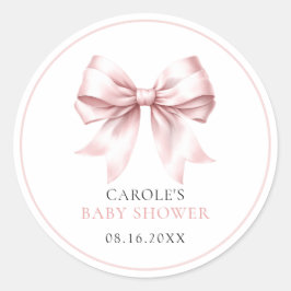 Blush Pink Bow Baby Girl Babydusche Runder Aufkleber