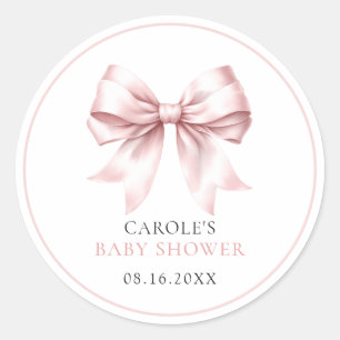Blush Pink Bow Baby Girl Babydusche Runder Aufkleber
