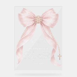 Blush pink Bow baby Girl Baptism Welcome Acrylschild
