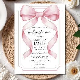 Blush Pink Bow Baby Shower Invitation Editable Ele Einladung