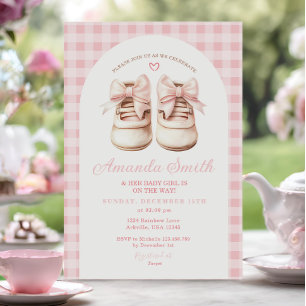 Blush Pink Bow Baby Shows Gingham Arch Baby Shower Einladung