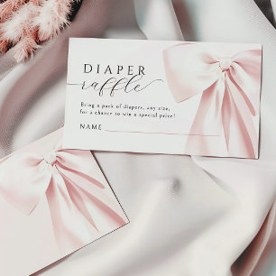 Blush Pink Bow Babydusche Windelwanne 3,5x2" Begleitkarte