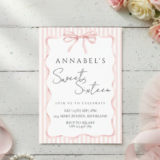 Blush Pink Bow Birthday Invitation Einladung