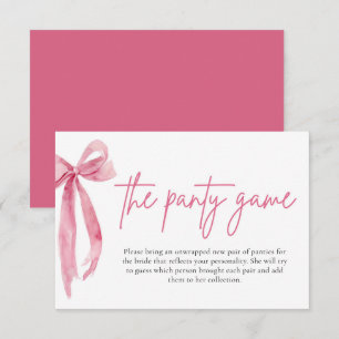 Blush Pink Bow Brautparty The Panty Game Cards Einladung