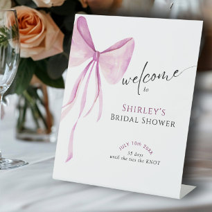 Blush Pink Bow Brautparty Willkommen Sockelschild