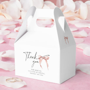 Blush Pink Bow Bridal Coquette Gable Favor Box Geschenkschachtel