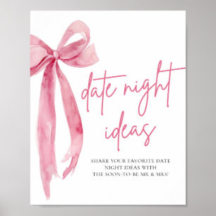 Blush Pink Bow Bridal Date Night Idea signieren Poster
