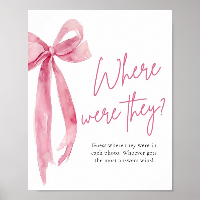 Blush Pink Bow Bridal Wo waren sie unterschrieben Poster (Vorne)