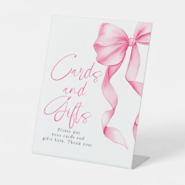 Blush Pink Bow Cards and Gifts Brautparty Sockelschild