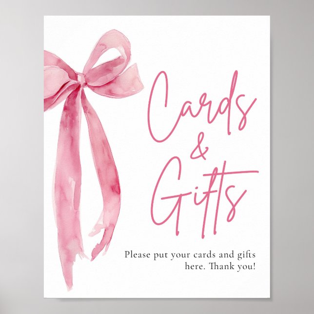 Blush Pink Bow Cards und Geschenke-Zeichen Poster (Vorne)