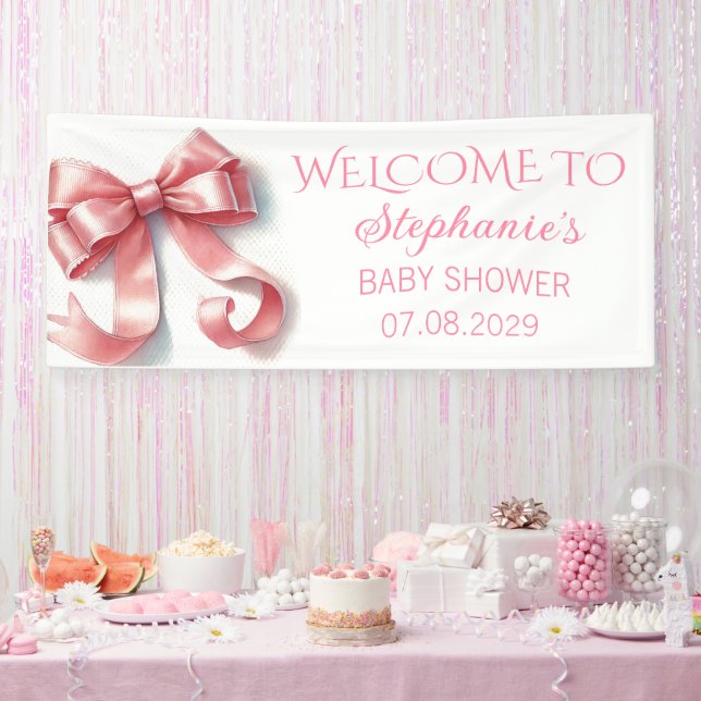Blush Pink Bow Coquette Babydusche Banner (Party)