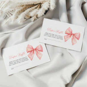 Blush Pink Bow Diaper Raffel Begleitkarte