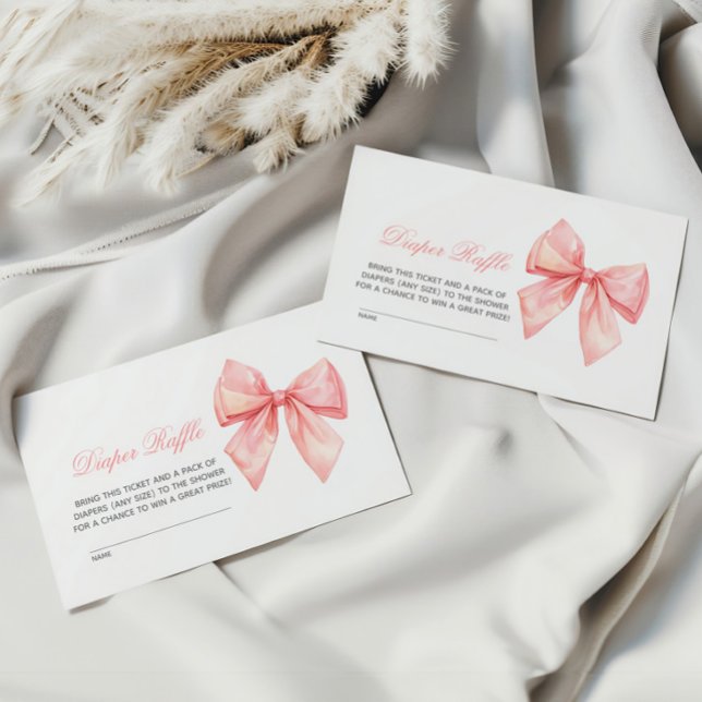 Blush Pink Bow Diaper Raffel Begleitkarte (Von Creator hochgeladen)