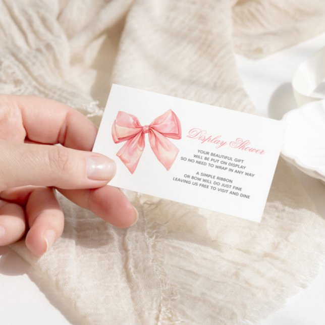Blush Pink Bow Display Babydusche Aufsteckkarte Begleitkarte (Von Creator hochgeladen)