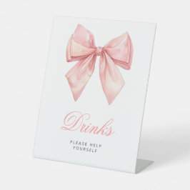 Blush Pink Bow Dusche Getränke Zeichen Sockelschild