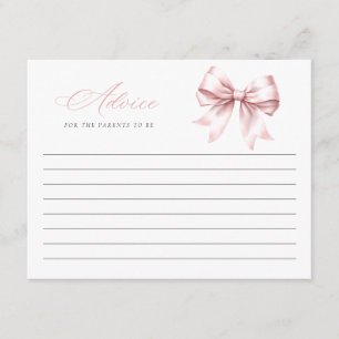 Blush Pink Bow Elegante Babyduschberatungskarte Begleitkarte