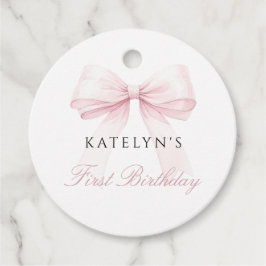 Blush Pink Bow Erster Geburtstag Geschenkanhänger