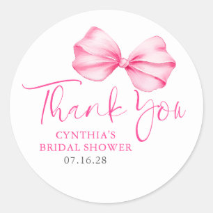 Blush Pink Bow Favoriten Vielen Dank Runder Aufkleber