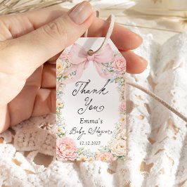 Blush Pink Bow Garden Baby Shower Thank you Geschenkanhänger