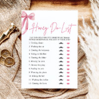 Blush Pink Bow Honey Do List Brautparty Game