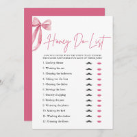 Blush Pink Bow Honey Do List Brautparty Game