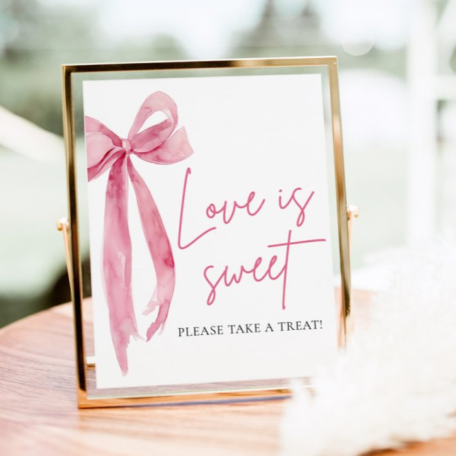 Blush Pink Bow Liebe ist Sweet Leckerei Gefallen Z Poster (Blush Pink Bow Love is Sweet Treat Favor Sign)