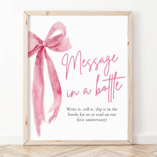 Blush Pink Bow Meldung in einem Flaschenetikett Poster
