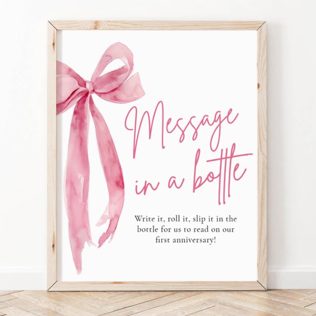 Blush Pink Bow Meldung in einem Flaschenetikett Poster (Von Creator hochgeladen)