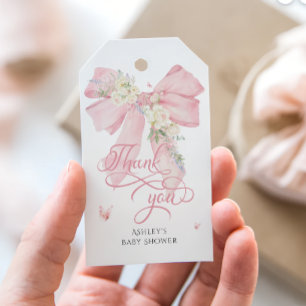 Blush Pink Bow Pastel Floral Baby Dusche Vielen Da Geschenkanhänger