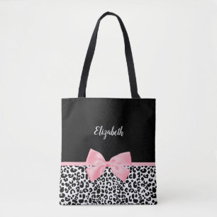 Blush Pink Bow Schwarz-weiß Leopard Druckmuster