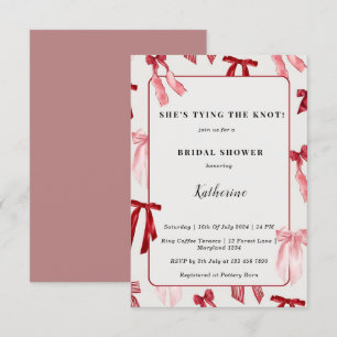 Blush Pink Bow Sie bindet das Brautparty des Knote Einladung