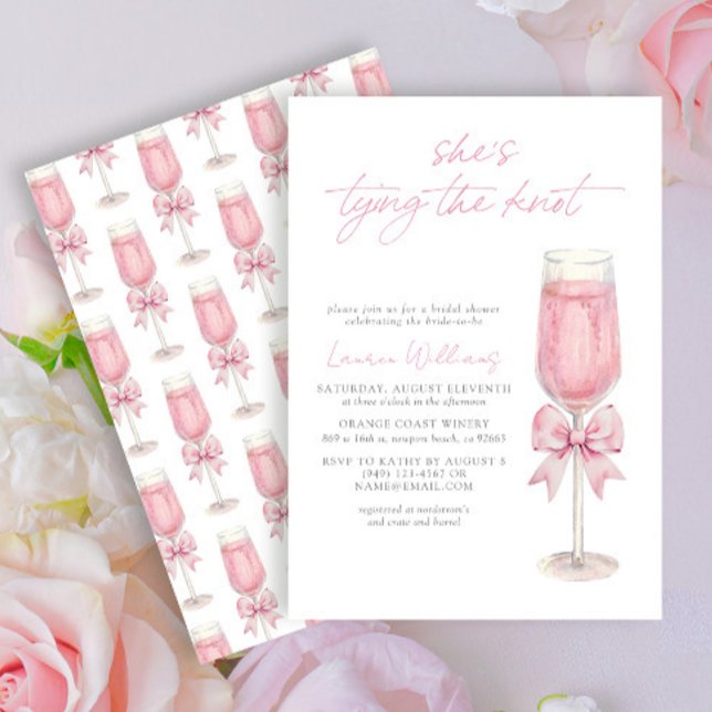 Blush Pink Bow Sie bindet das Brautparty des Knote Einladung (Von Creator hochgeladen)
