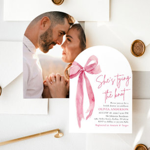 Blush Pink Bow Sie bindet das Brautparty des Knote Einladung