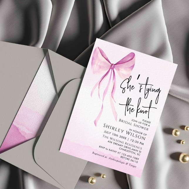 Blush Pink Bow Sie bindet das Brautparty des Knote Einladung (Von Creator hochgeladen)