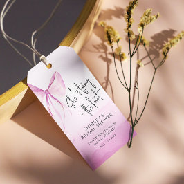 Blush Pink Bow Sie bindet das Brautparty des Knote Geschenkanhänger