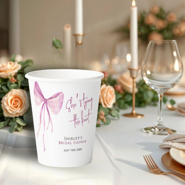 Blush Pink Bow Sie bindet das Brautparty des Knote Pappbecher (Von Creator hochgeladen)