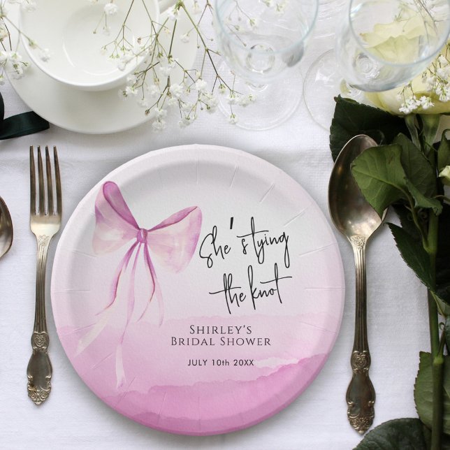 Blush Pink Bow Sie bindet das Brautparty des Knote Pappteller (Von Creator hochgeladen)