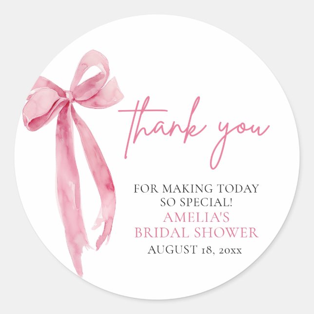 Blush Pink Bow Sie bindet das Brautparty des Knote Runder Aufkleber (Vorderseite)
