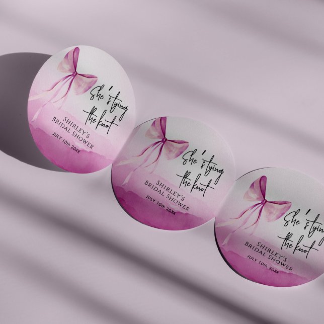Blush Pink Bow Sie bindet das Brautparty des Knote Runder Aufkleber (Von Creator hochgeladen)