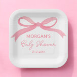 Blush Pink Bow Watercolor Babydusche Pappteller<br><div class="desc">Herzlich willkommen auf Ihrem kleinen Teller mit unseren Blush Pink Bow Watercolor Baby Shower Paper. Diese Teller mit einem weichen, rosa Hintergrund und einem zarten Aquarellbogen verleihen Ihrem Baby-Duschdekor eine reizvolle Touch. Sie sind aus hochwertigem, robustem Papier gefertigt und eignen sich hervorragend für Snacks, Desserts und vieles mehr. Diese eleganten...</div>