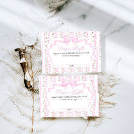 Blush Pink Bows Floral Elegante Baby Dusche Windel Begleitkarte