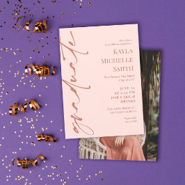Blush Pink Brass Typografy Graduation Party Einladung